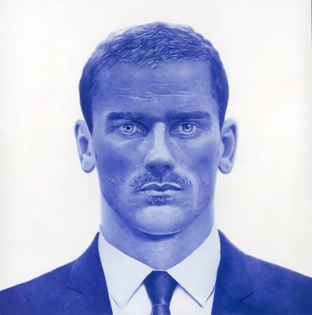 Antoine Griezmann, 2018 Dessin au stylo à bille bleu sur papier 150 x 150 cm, KO-1804 ©KONRAD