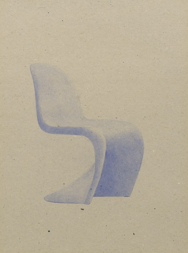 Panton Chair (1960), Verner Panton, 2015 Stylo à bille sur carton 40 x 30 cm, KO-1602 ©KONRAD