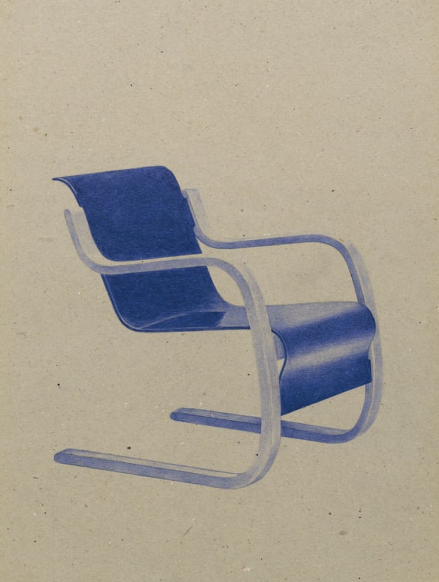 Fauteuil 42 (1932), Alvar Aalto, 2016 Stylo à bille sur carton 40 x 30 cm, KO-1608 ©KONRAD