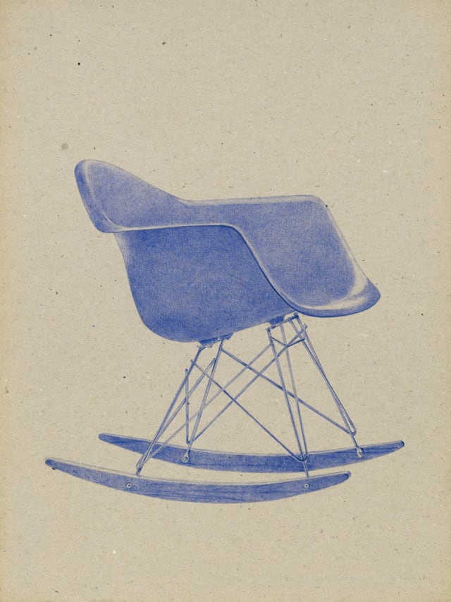 Plastic Armchair RAR, 1950 Charles & Ray Eames, 2016 Stylo à bille sur carton 40 x 30 cm, KO-1638 ©KONRAD