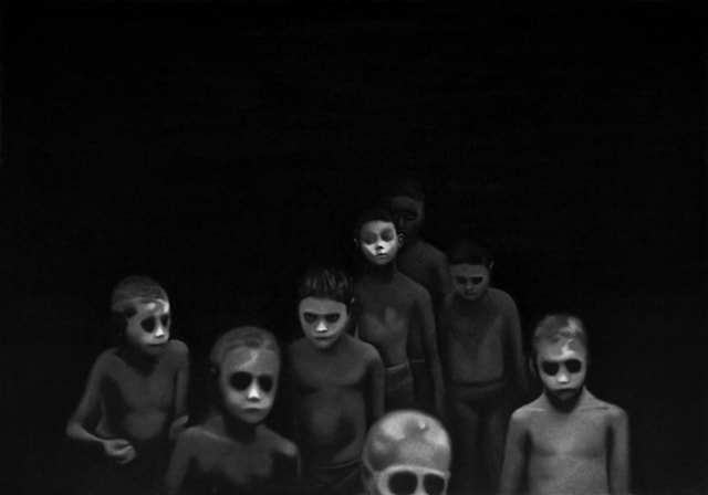 la zonmé des zombies, 2019 Dessin à la pierre noire sur papier 60 x 80 cm, RT957 ©Raphaël Tachdjian (collection privée)