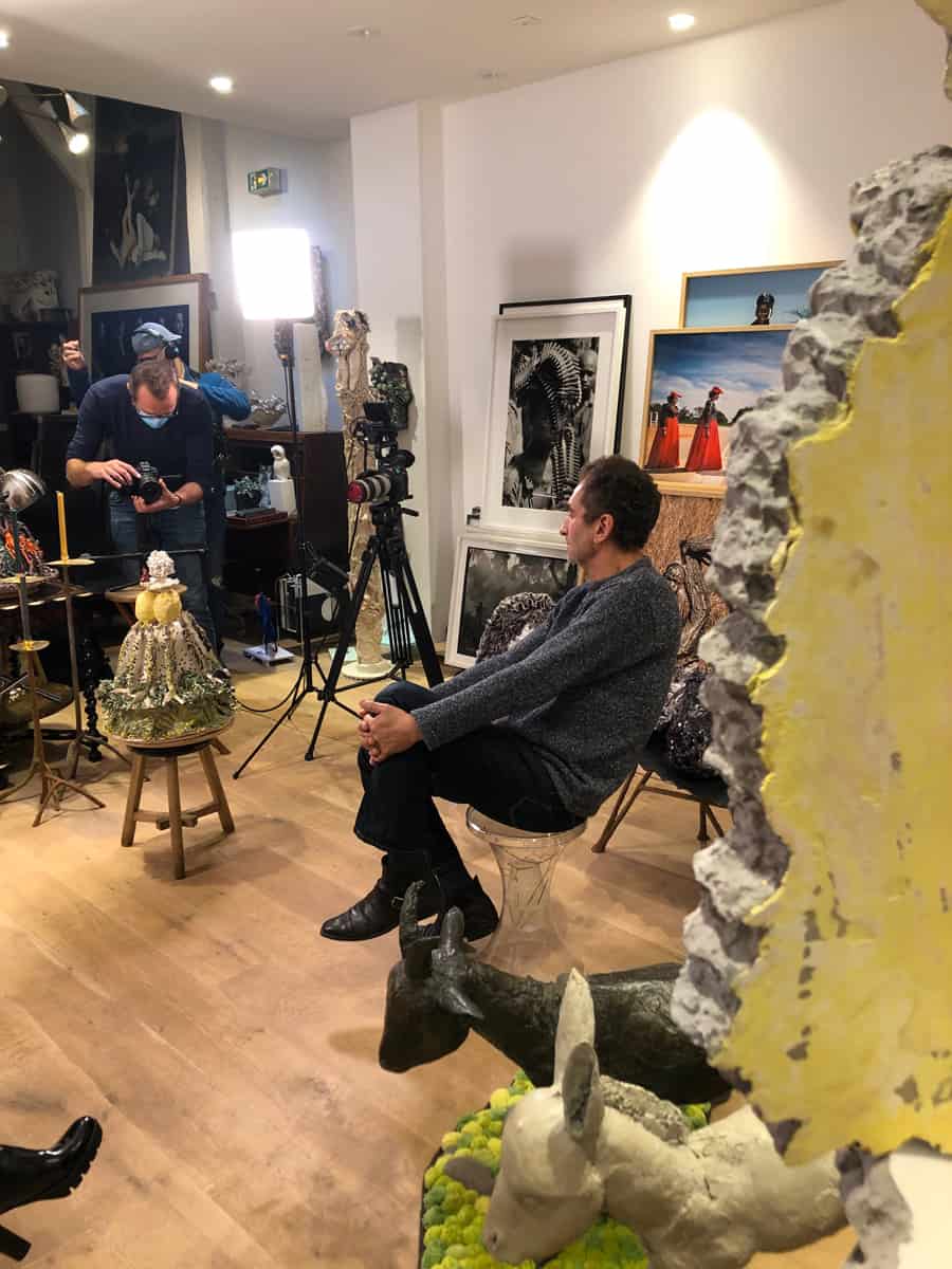 Tournage France24 avec Hélène Darroze, à la School Gallery, octobre 2020