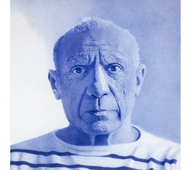 Pablo Picasso, 2020 Dessin au stylo à bille bleu sur papier 100 x 100 cm, KO-2016 ©KONRAD