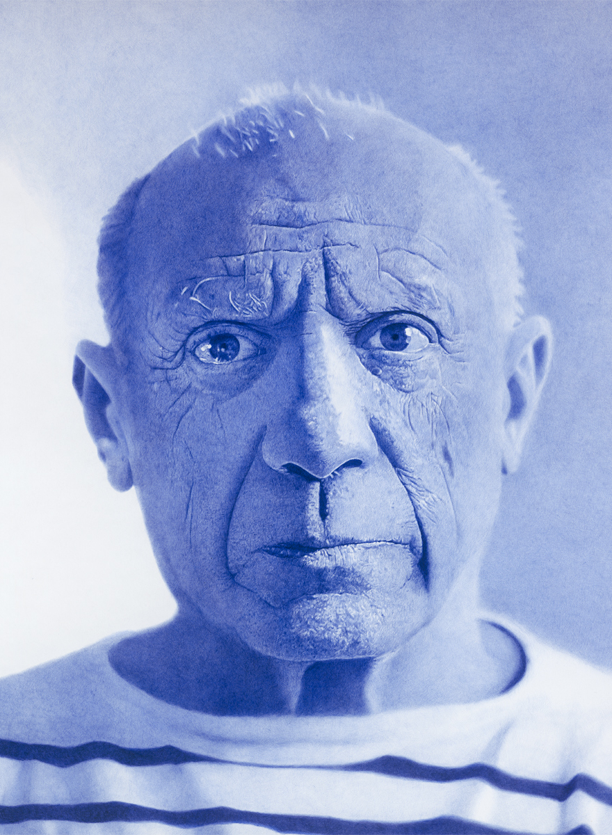 PabloPicasso2020Dessinaustylobillebleusurpapier100x100cmKO-2016KONRAD
