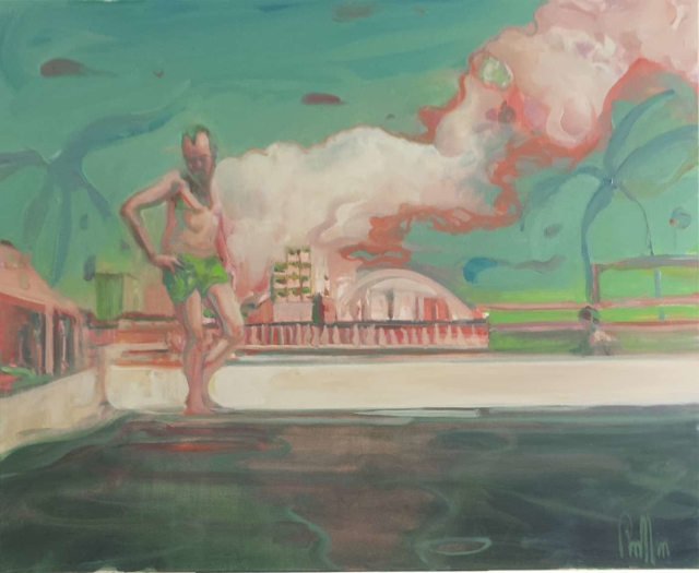 La piscine, 2020 peinture huile sur toile, 73 x 69 cm VR-2006 ©Vincent Ruffin