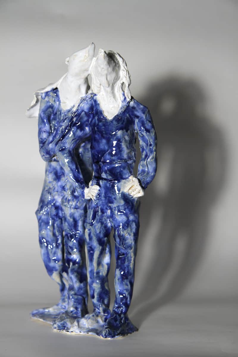 moi et ELLE, série bleus, sculpture céramique, Dia23 x 40H cm BC-2146 ©Bachelot&Caron