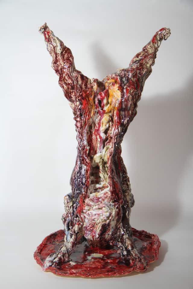 Le boeuf écorché, 2022 sculpture céramique H84 x DIA48 cm BC-2211 ©Bachelot&Caron