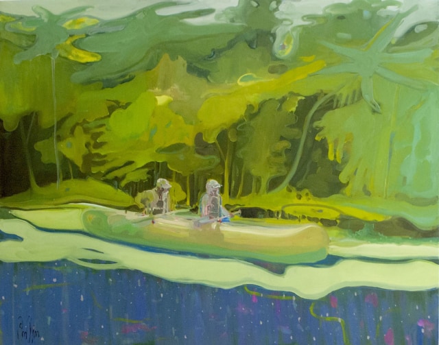 Canoé sur Rompsay, 2021 huile sur toile 146 x 114 cm VR-2103 ©Vincent Ruffin