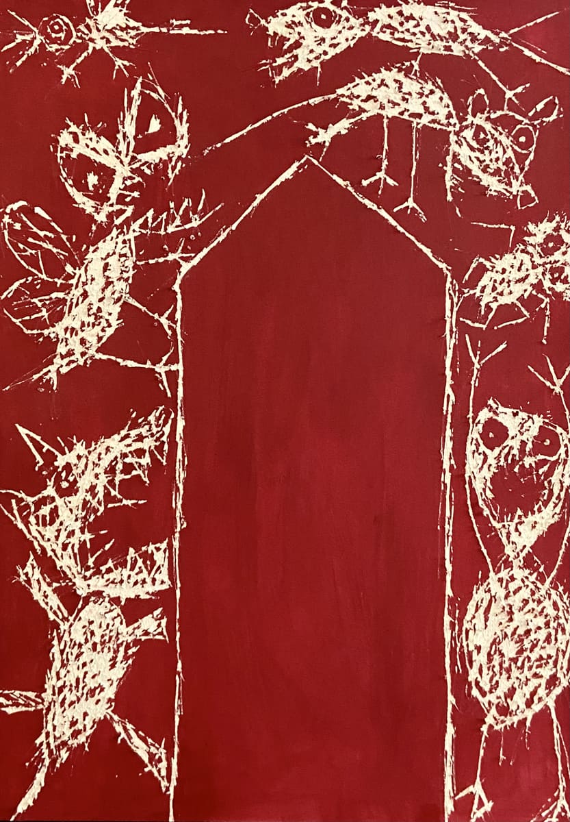 ToutautourdeVaduzIII2022Dessingrattsuraplatdegouacheetpastelsurcarton140x100cmRG-2291Rochegaussen