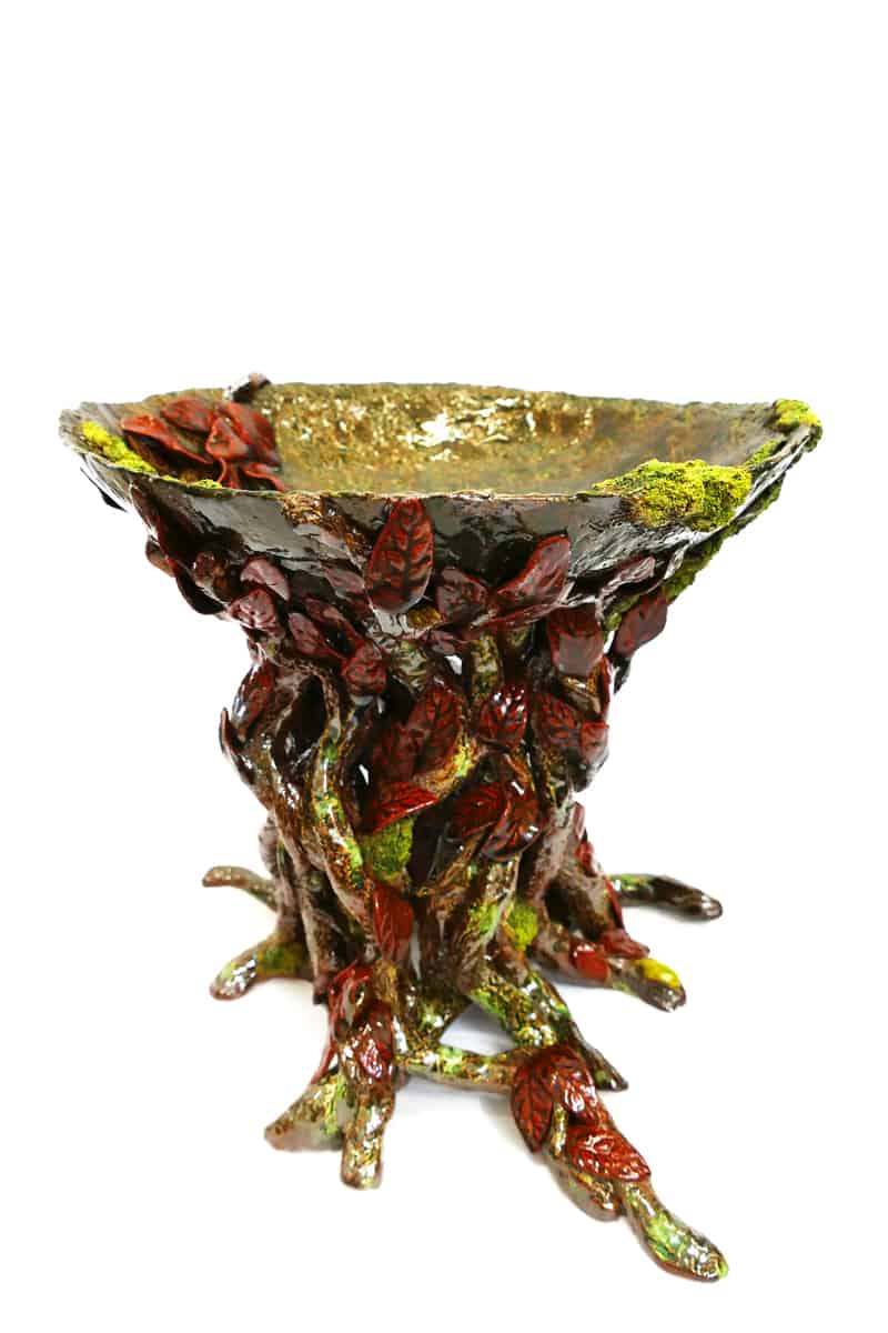 Coupe aux couleurs d'automne, 2023 sculpture céramique grès émaillé 34x34x40 cm MP-2307 ©Muriel Persil