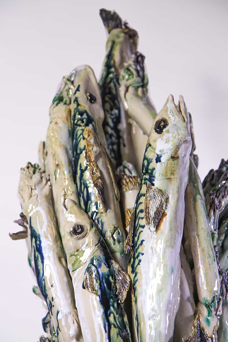 Asperges poissons (détail), 2023 sculpture céramique 42 x H.85 cm BC-23123 ©Bachelot&Caron 
