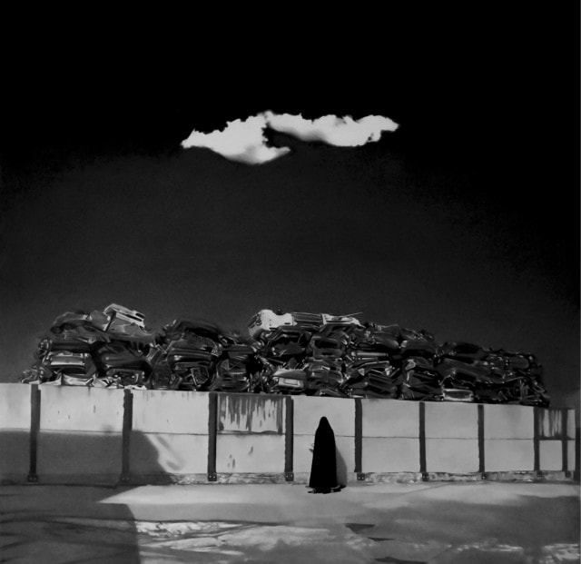 A l'ombre de tes rideaux fermés, 2022 dessin pierre noire et graphite sur papier 62 x 66 cm RT1013 ©Raphaël Tachdjian 