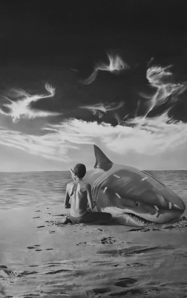 Répare le monde que j'ai laissé, 2024 dessin pierre noire et graphite sur papier 95 x 61 cm RT1046 ©Raphaël Tachdjian