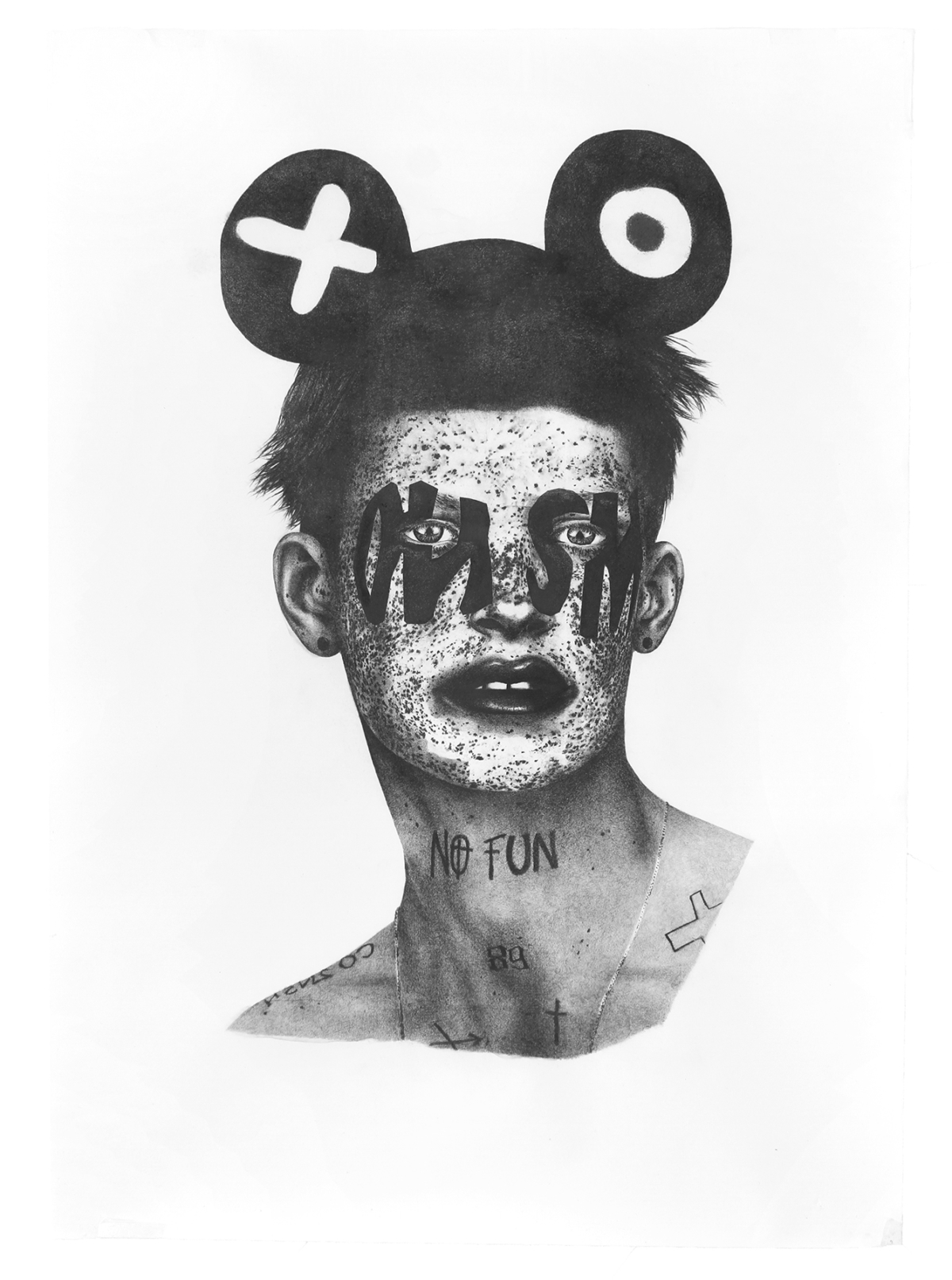 No fun, 2019 Persona non grata  drawing and mixed media 140 x 100 cm MB-1901 ©Marie Boralevi
