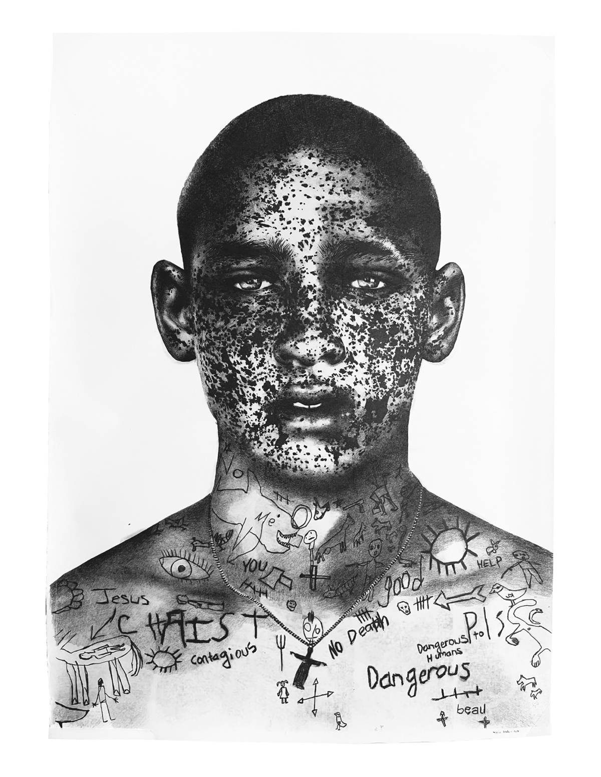 Dangerous, 2022 Persona non grata Drawing and mixed media on Washi 140 x 100 cm MB-2201 ©Marie Boralevi