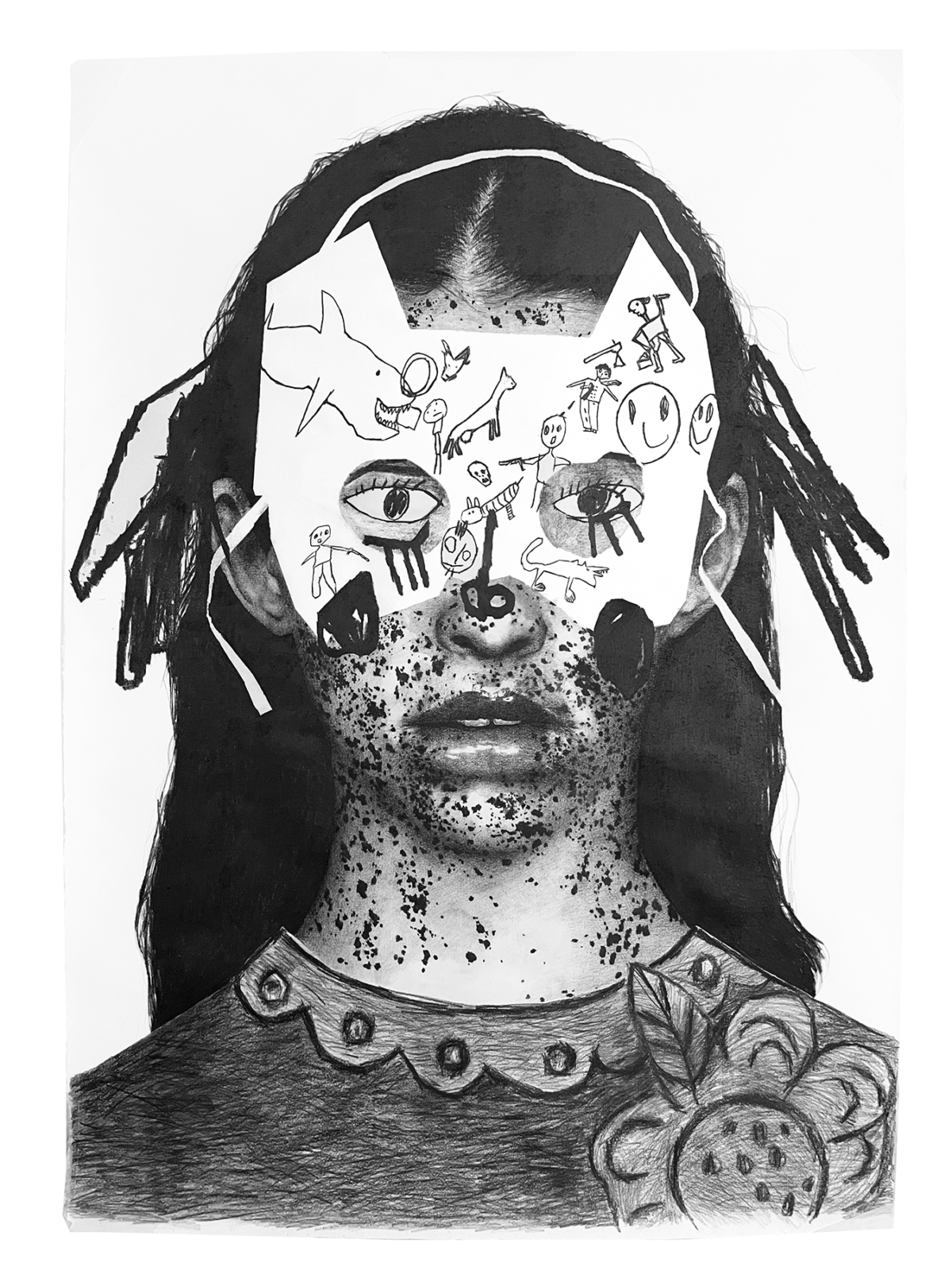 Mother's day-Momnesia, 2202 drawing and mixed media  140x100 cm MB-2202 ©Marie Boralevi