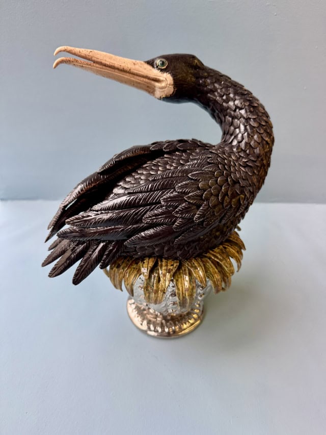 Cormoran, 2025 sculpture faïence émaillée 28x16x30 cm OT-2520 ©Onno Theelen