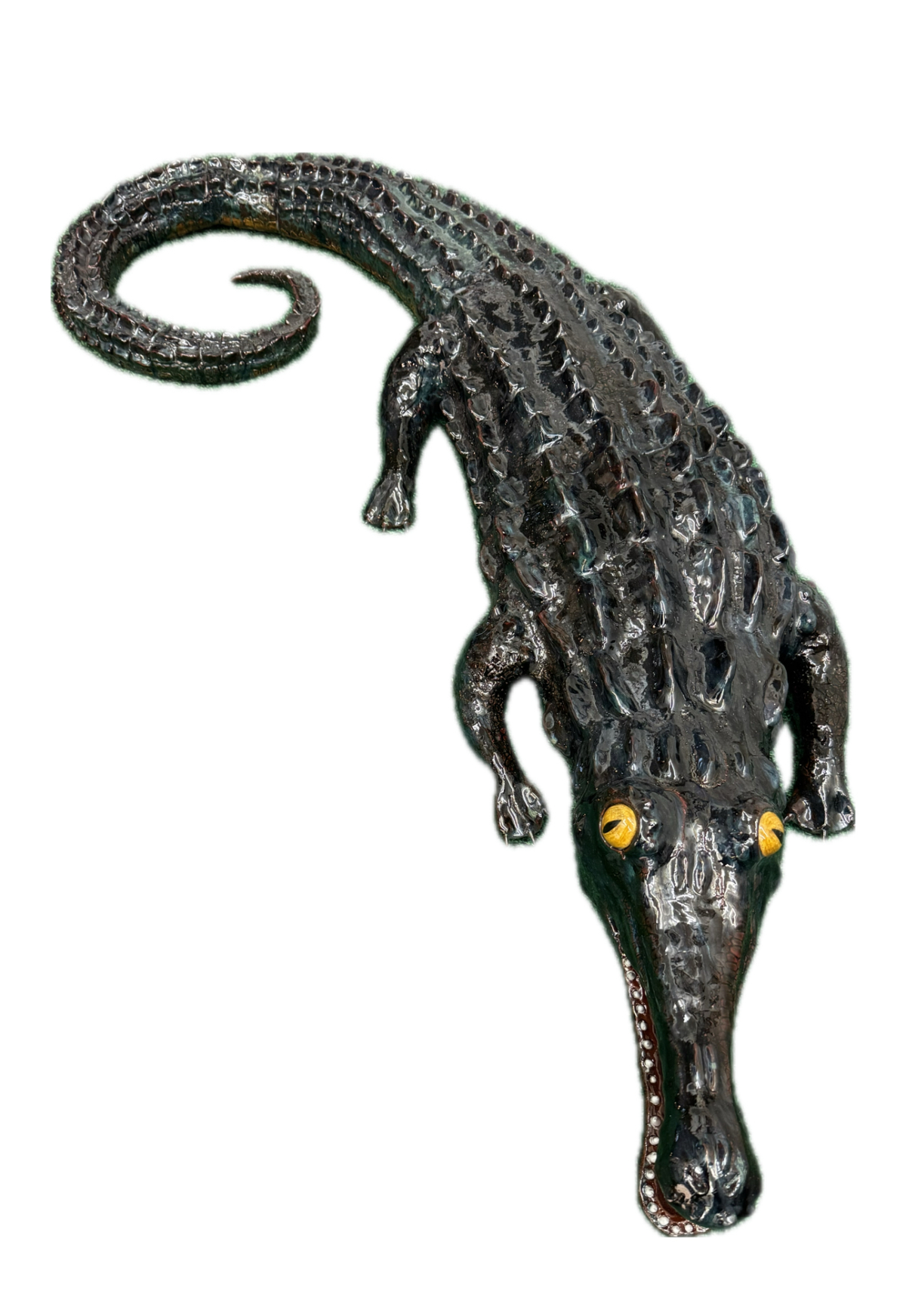 Happy crocodile, 2025 sculpture faïence émaillée 62x16x103 cm OT-2533 ©Onno Theelen 