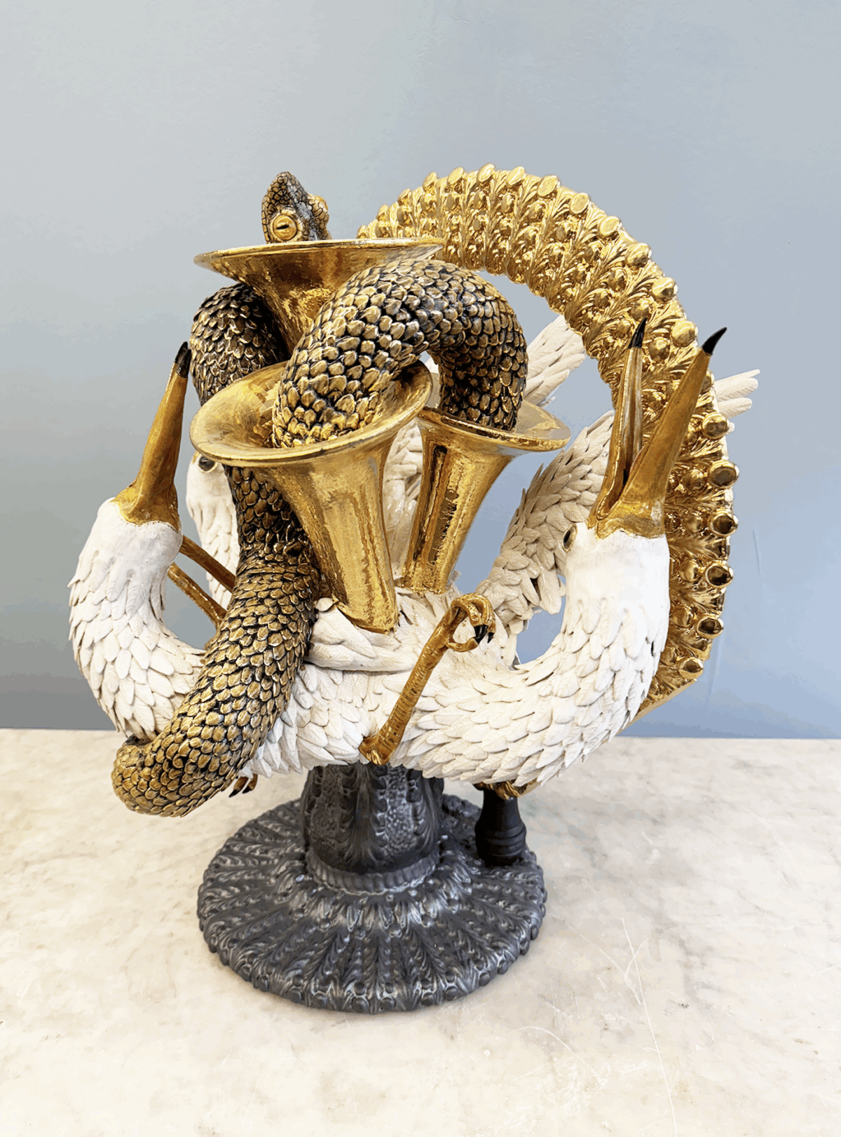 Snake symphony, 2024 sculpture faïence émaillée 50x50x55 cm OT-2416 ©Onno Theelen 