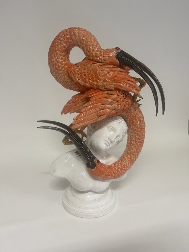 Venus and Ibisses, 2025 sculpture céramique, 54x40x20 cm OT-2513 ©Onno Theelen 