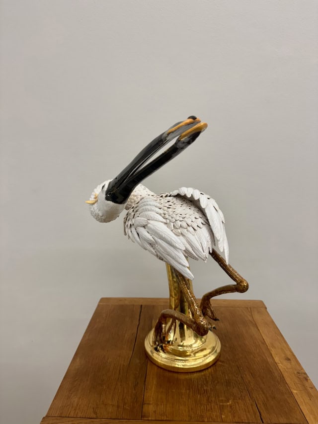 Maître Ibis, 2025 sculpture faïence émaillée 40x40x25 cm OT-2517 ©Onno Theelen 