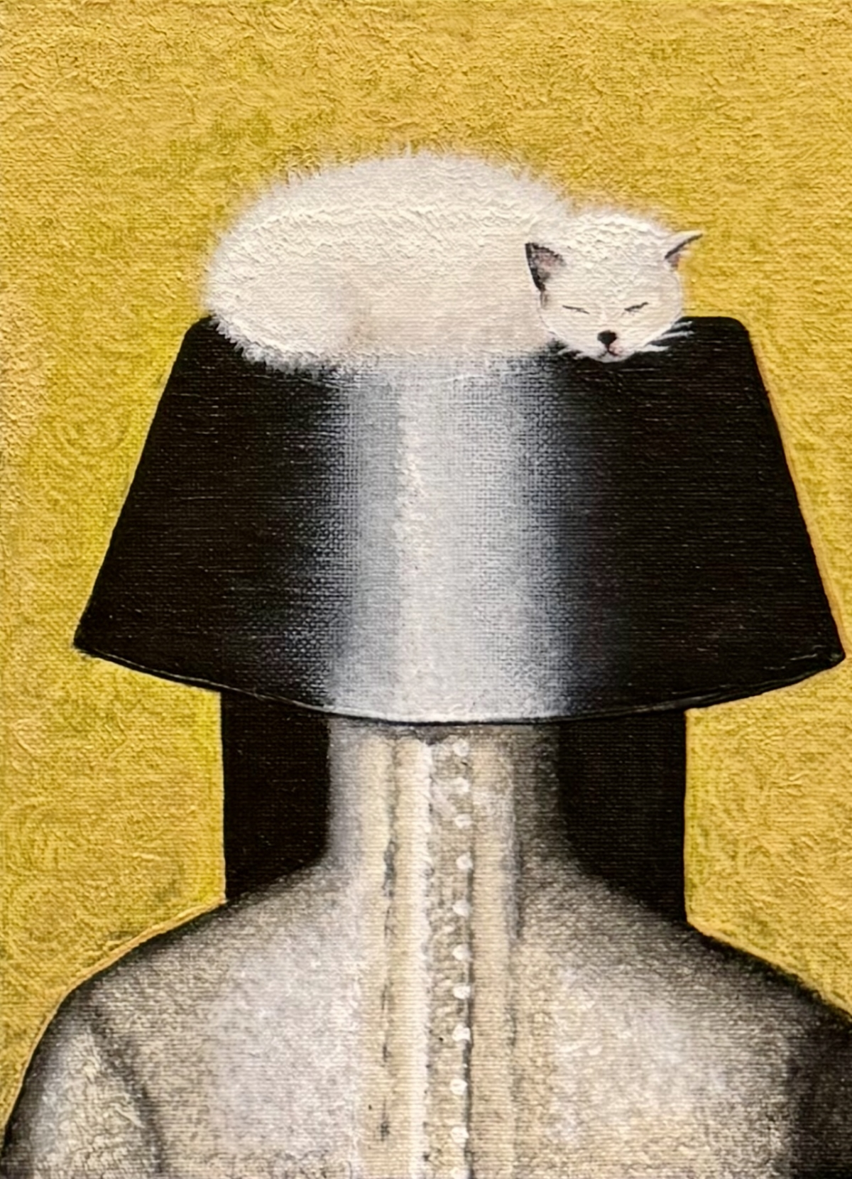 White Cat, 2025 peinture huile sur toile 24x19 cm SP-SQ02 ©Sabine Pigalle