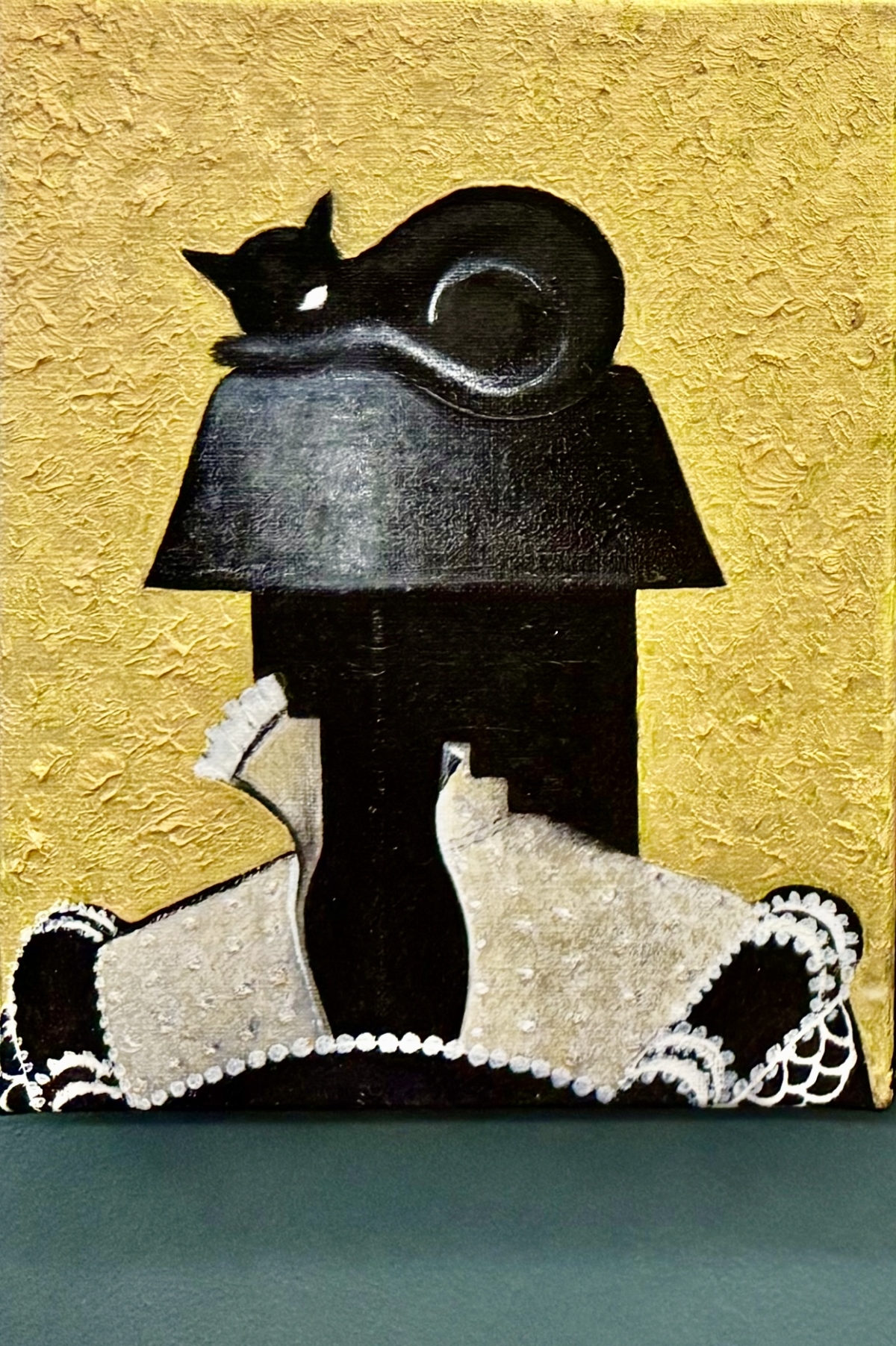 Black Cat, 2025 peinture huile sur toile 24x19 cm SP-SQ05 ©Sabine Pigalle