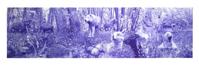 KO-2547 Imagine there's no heaven, 2025, dessin stylo à bille sur papier 1445x390 cm ©Konrad web