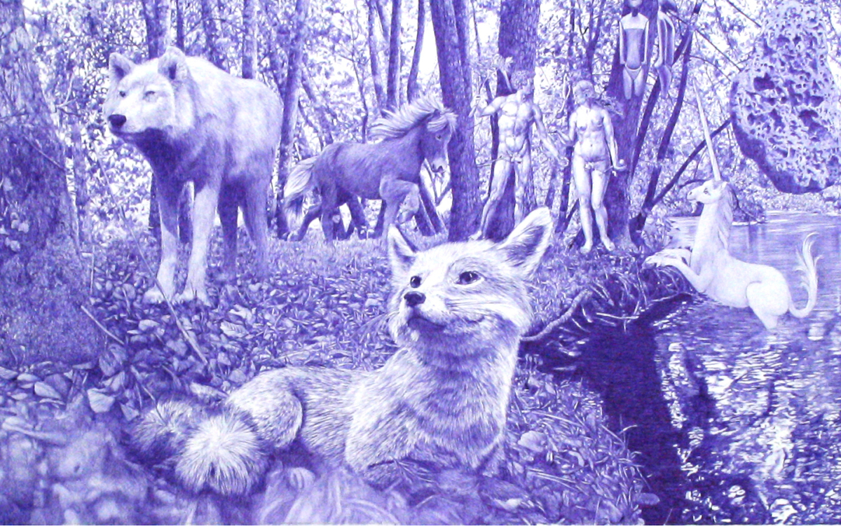 Imagine there's no heaven (détail), 2025 dessin stylo à bille sur papier 1445x390 cm KO-2547 ©Konrad