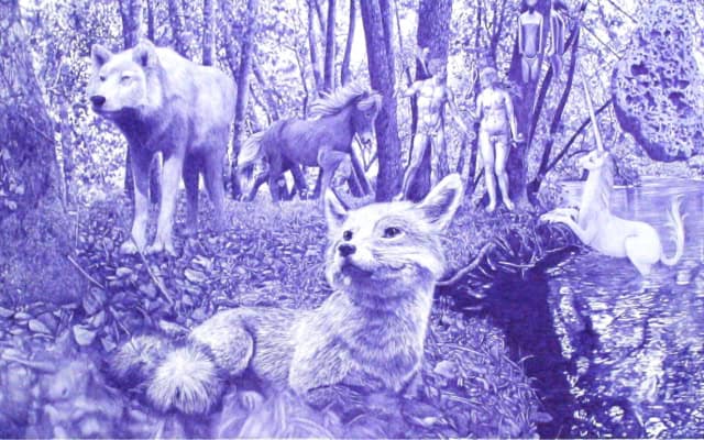 Imagine there's no heaven (détail), 2025 dessin stylo à bille sur papier 1445x390 cm KO-2547 ©Konrad