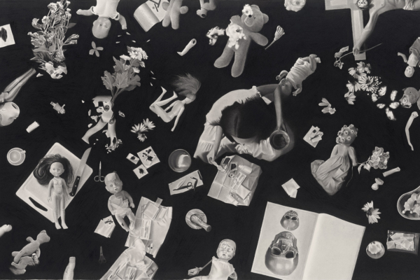 Touslesjouetsontdejapleures2025dessinpierrenoireetgraphitesurpapier61x95cmRT1049RaphaelTachdjian