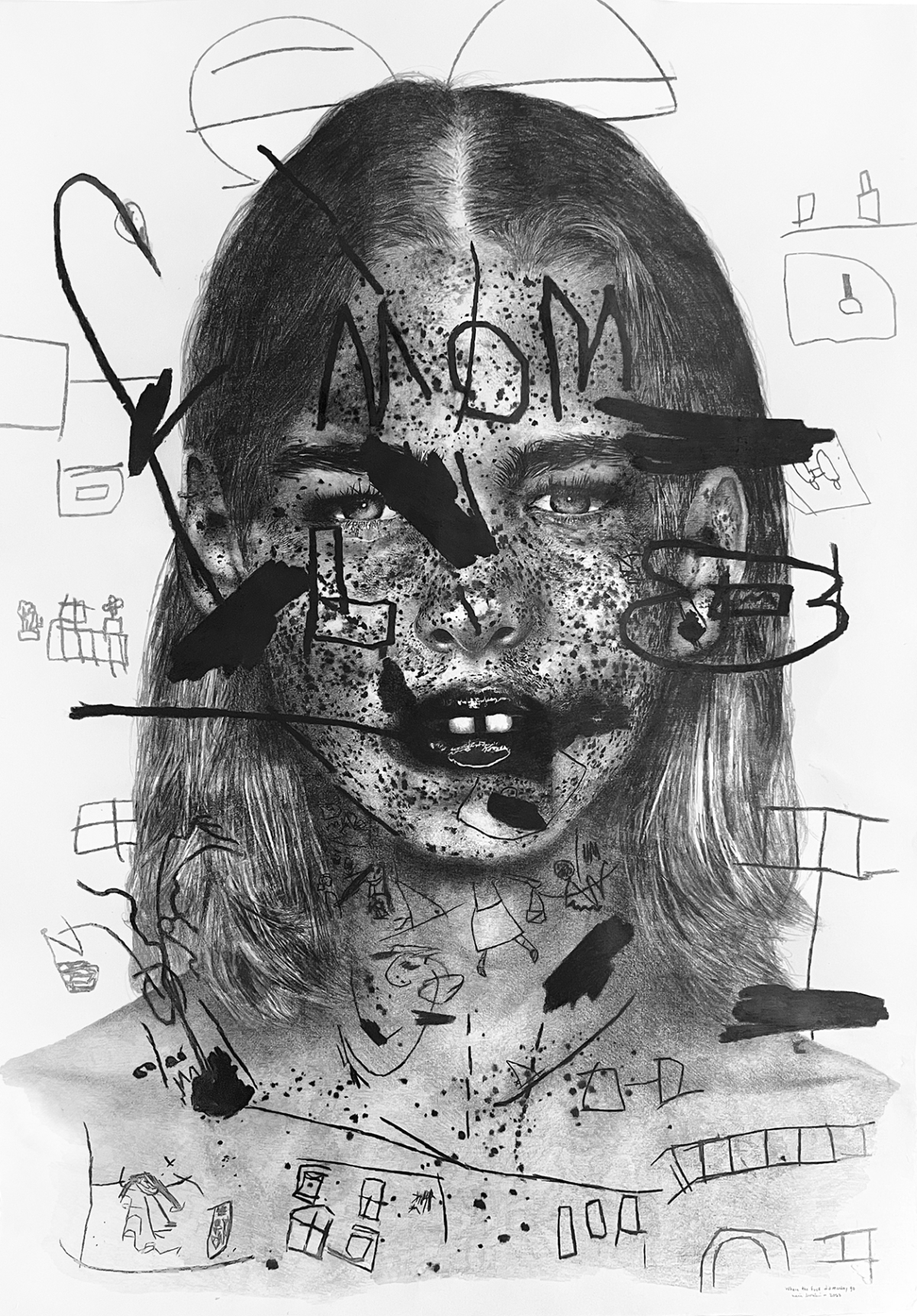 Where the fuck did monday go - Momnesia, 2023 dessin technique mixte sur papier 100x140 MB-2301 ©Marie Boralevi