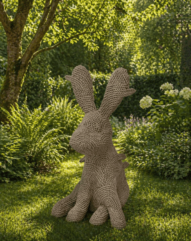 MF-2602 Lapin assis (vue in situ jardin), 2025 sculpture céramique 25x30x46 cm  MF-2602 ©Matthieu Faury