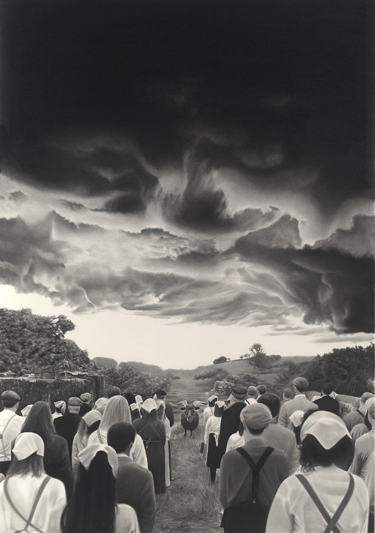 Le guide, 2025 dessin pierre noire et graphite sur papier 78x54 cm RT1047 Raphaël Tachdjian