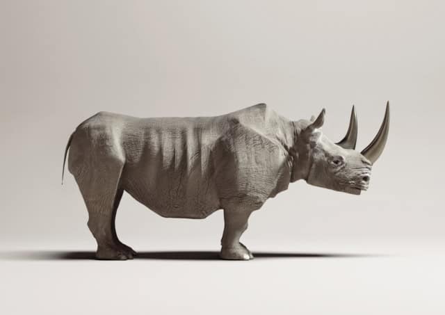 TITANIUM RHINOCEROS [Rhinocerotidae titanium] Rhinoceros with an