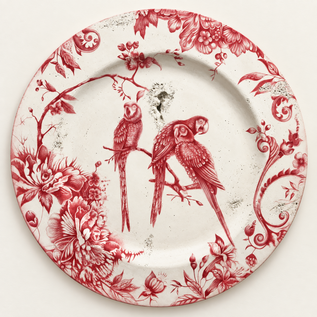 assiette tu es ? 2024 dessin aquarelle sur sculpture en jesmonite diamètre 120 cm CB2401 ©Corine Borgnet 